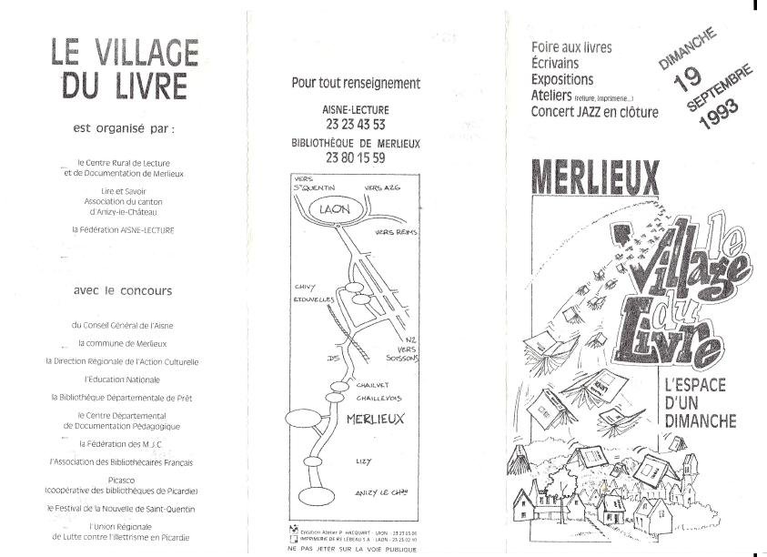 Programme Fête du Livre de Merlieux - 1993