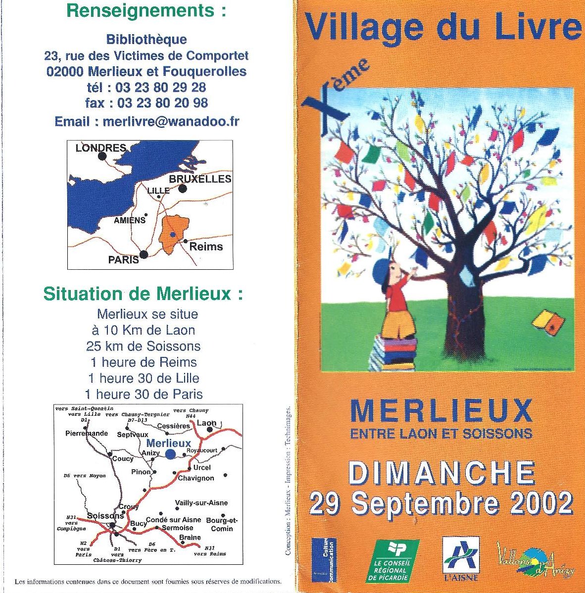 Programme Fête du Livre de Merlieux - 2002