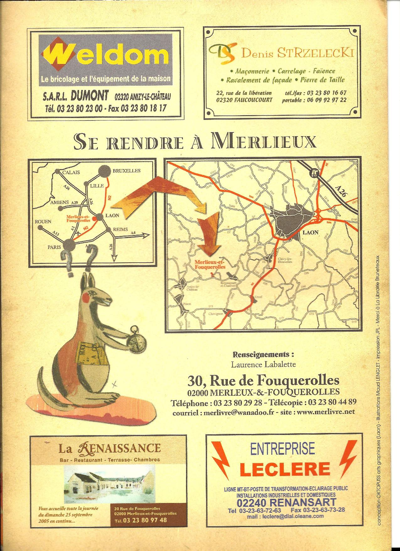 Programme Fête du Livre de Merlieux - 2005