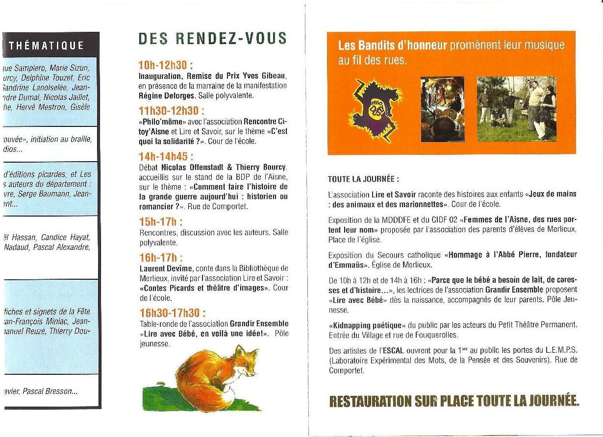 Programme Fête du Livre de Merlieux - 2007