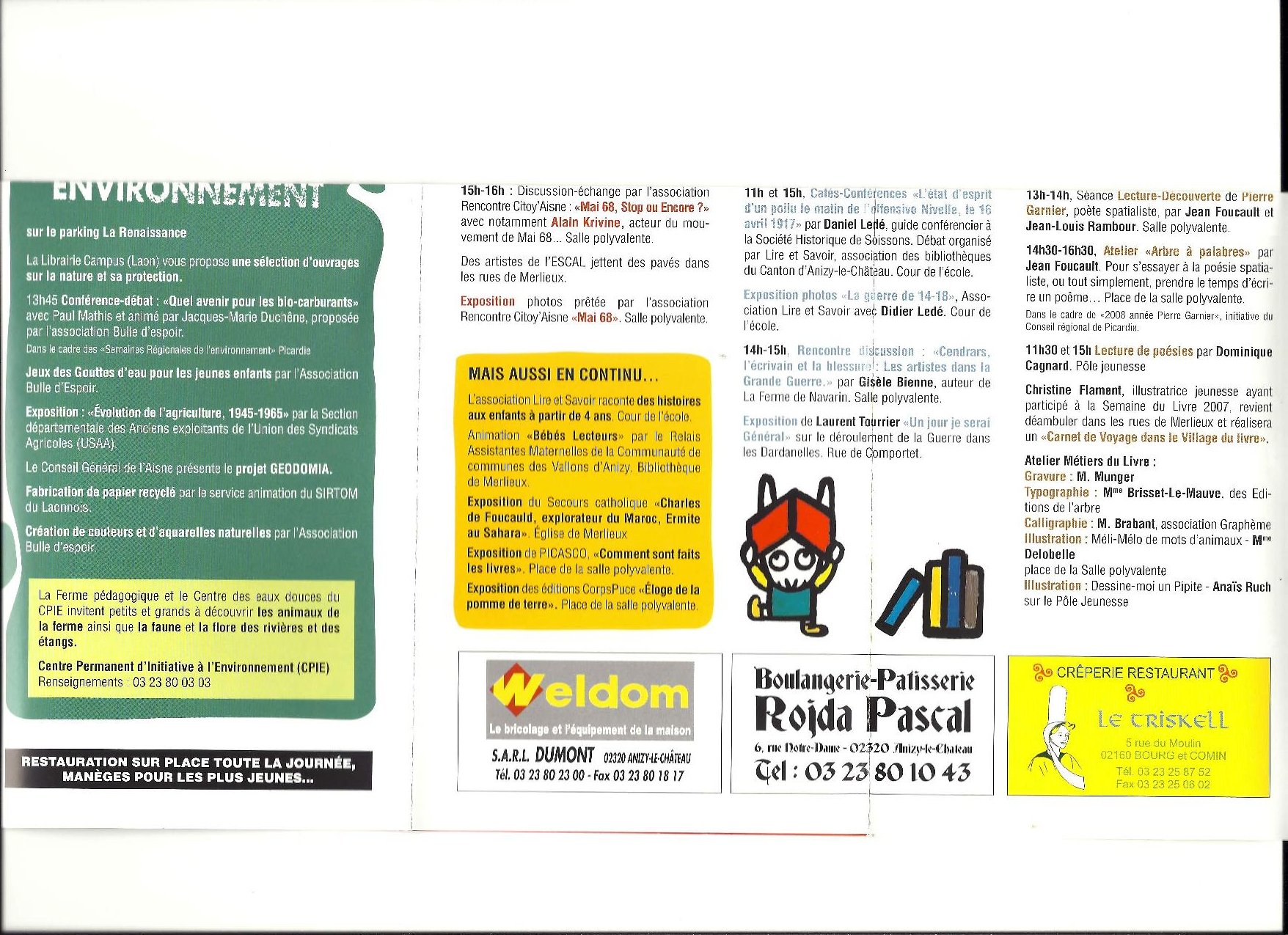 Programme Fête du Livre de Merlieux - 2008
